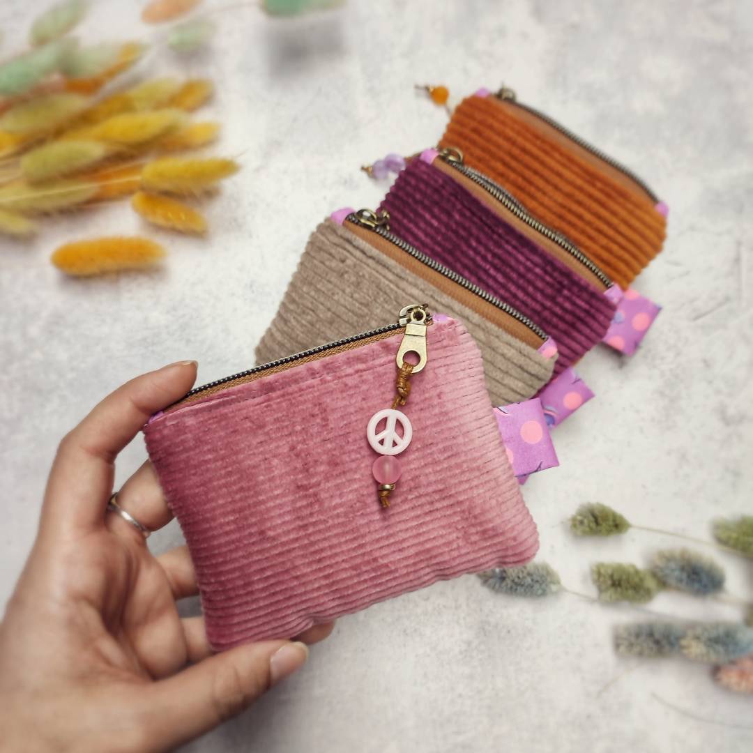 Cord Mini Geldbörse "Blueberry"