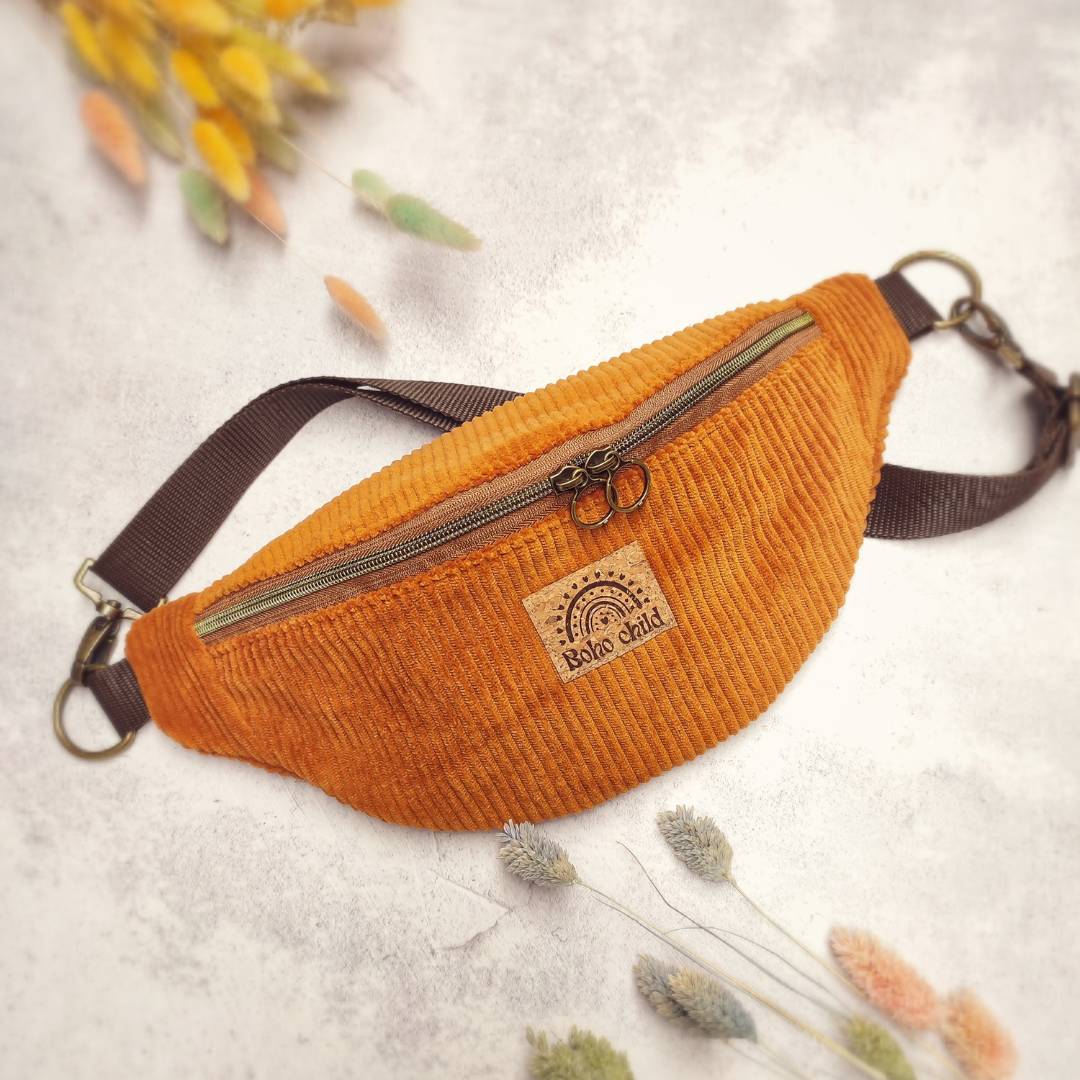 Mandala Cord Bauchtasche "Ocker"