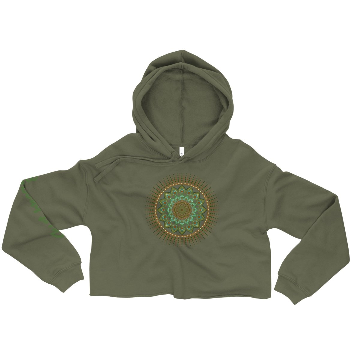 Militärgrün Crop-Hoodie "Just breathe" - nachhaltig & Fair von AnyArtDesign