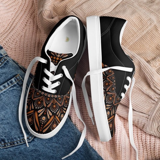 Weiß Mandala Lace - Up Sneaker "Dotpaint" - nachhaltig & Fair von AnyArtDesign