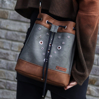 Bucket Bag "Eyelet Gray/Teak"